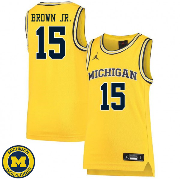 Men University of Michigan #15 Chaundee Brown Jr. Yellow NCAA Basketball Jersey